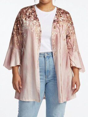 Zolucky Open Front Stretch Polyester Kimono Style Cardigan- Sz. XL